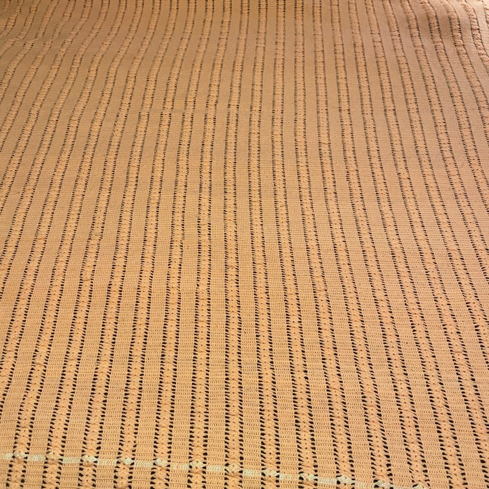 Crochet  Home Bedding Blanket peach 70”x76”